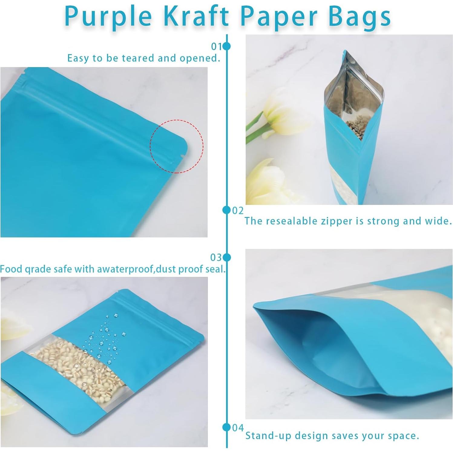 50 Bolsas Metálicas Reutilizables PQZKLDP 12x20cm con Ventana