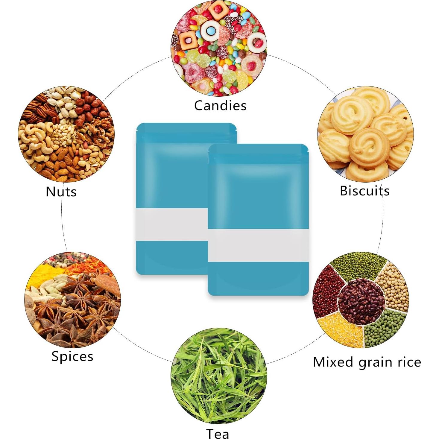 50 Bolsas Metálicas Reutilizables PQZKLDP 12x20cm con Ventana