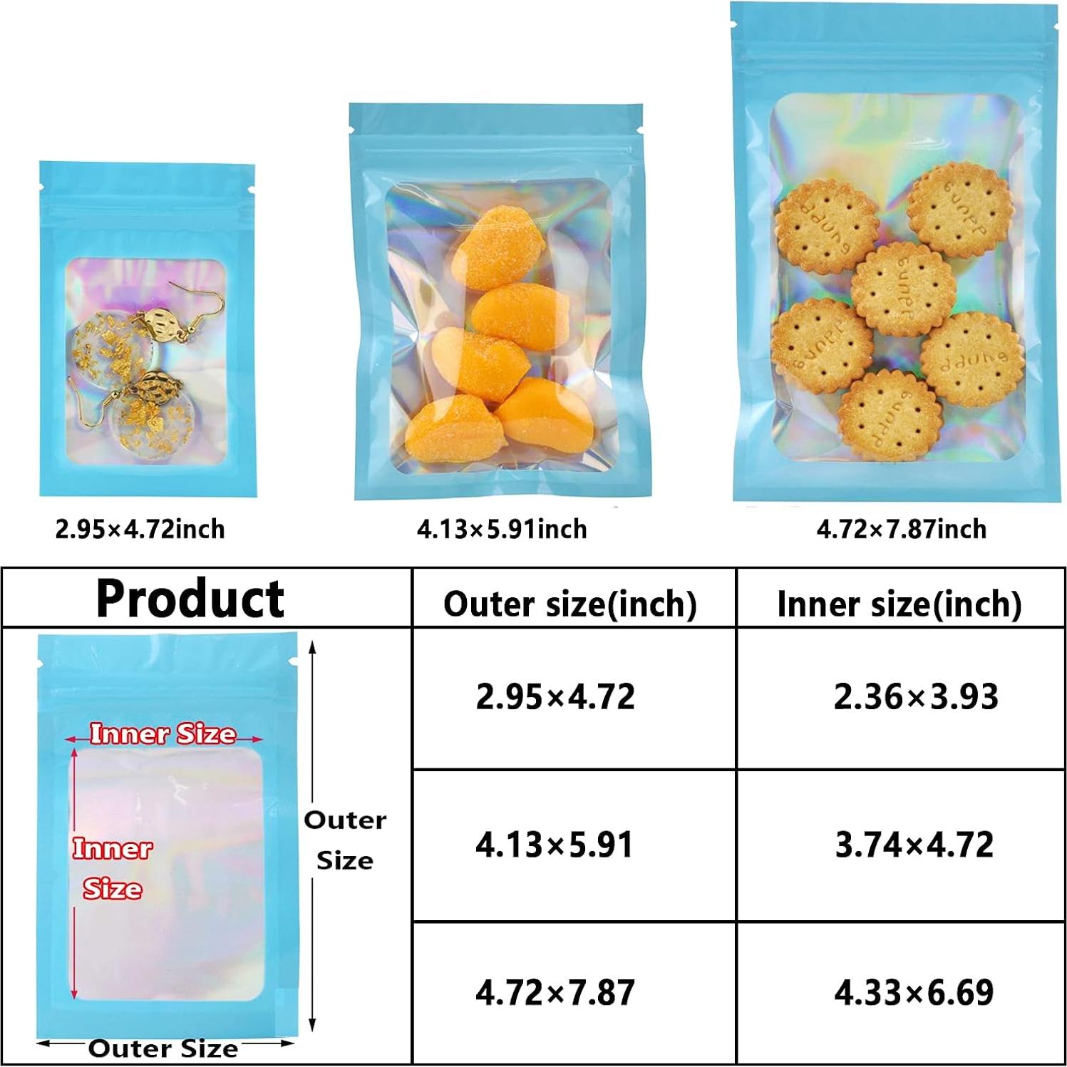 YOTOZU 100 Bolsas Holográficas Reutilizables 11.9x19.8 cm