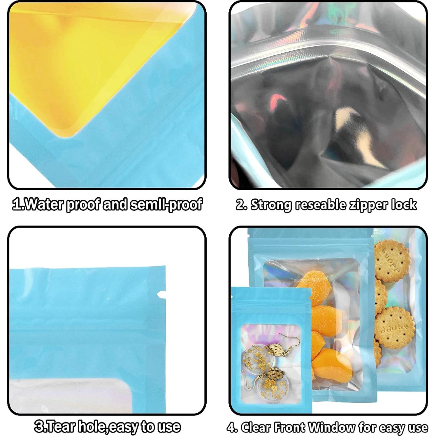 YOTOZU 100 Bolsas Holográficas Reutilizables 11.9x19.8 cm