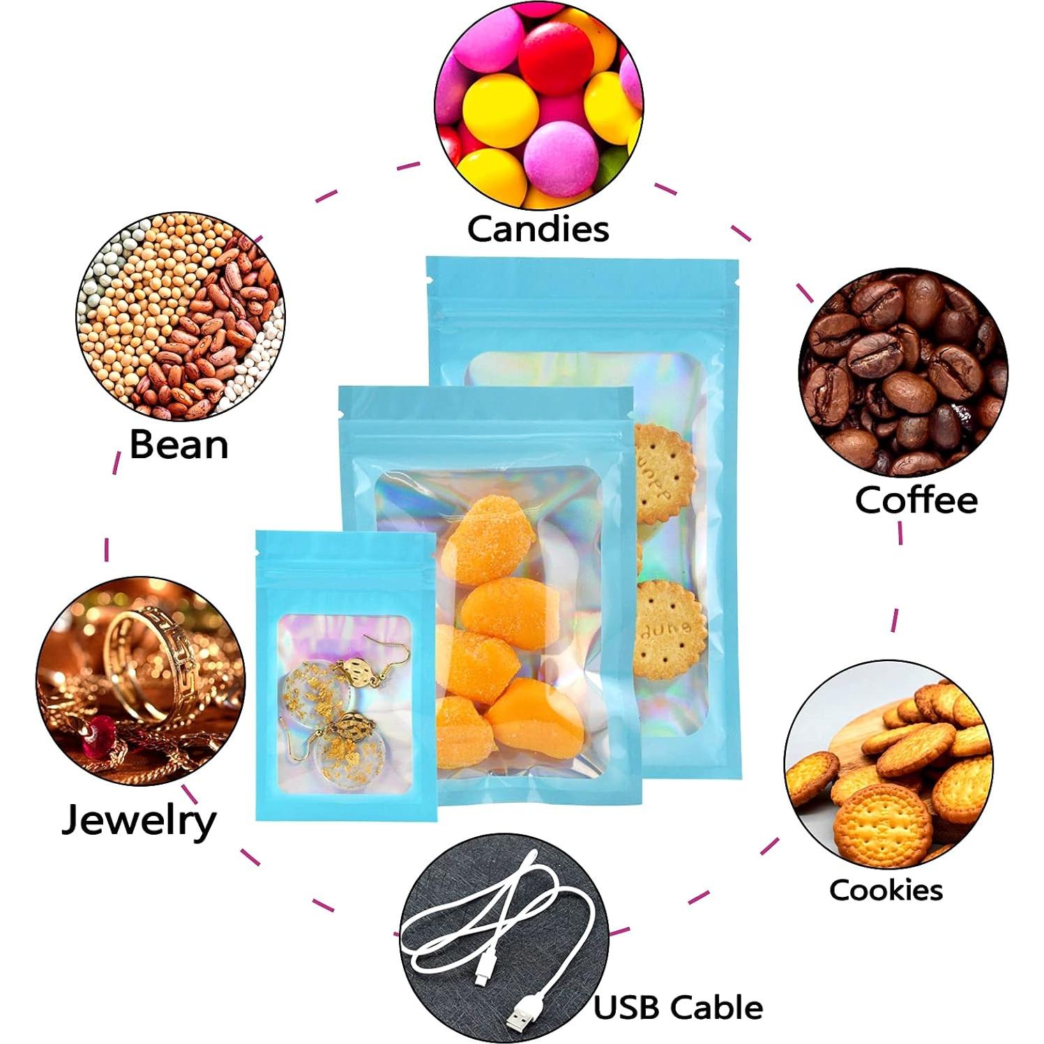 YOTOZU 100 Bolsas Holográficas Reutilizables 11.9x19.8 cm