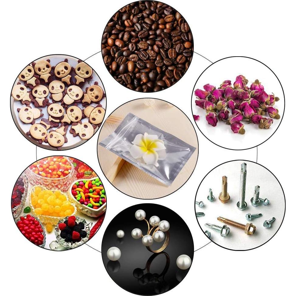 Paquete de 50 Bolsas Mylar UCOFFEE 14x20 cm Reutilizables Plata