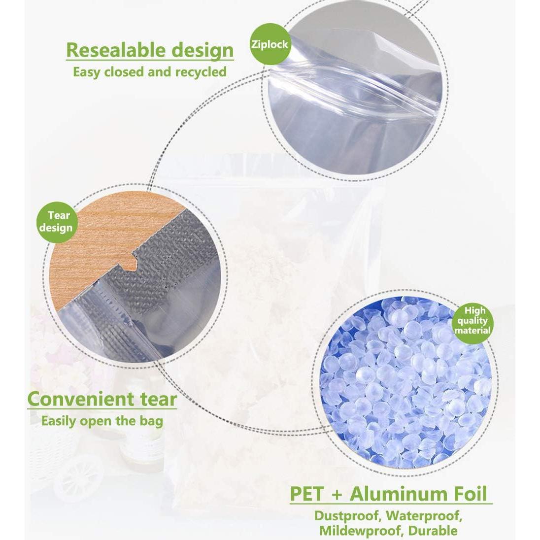 Paquete de 50 Bolsas Mylar UCOFFEE 14x20 cm Reutilizables Plata