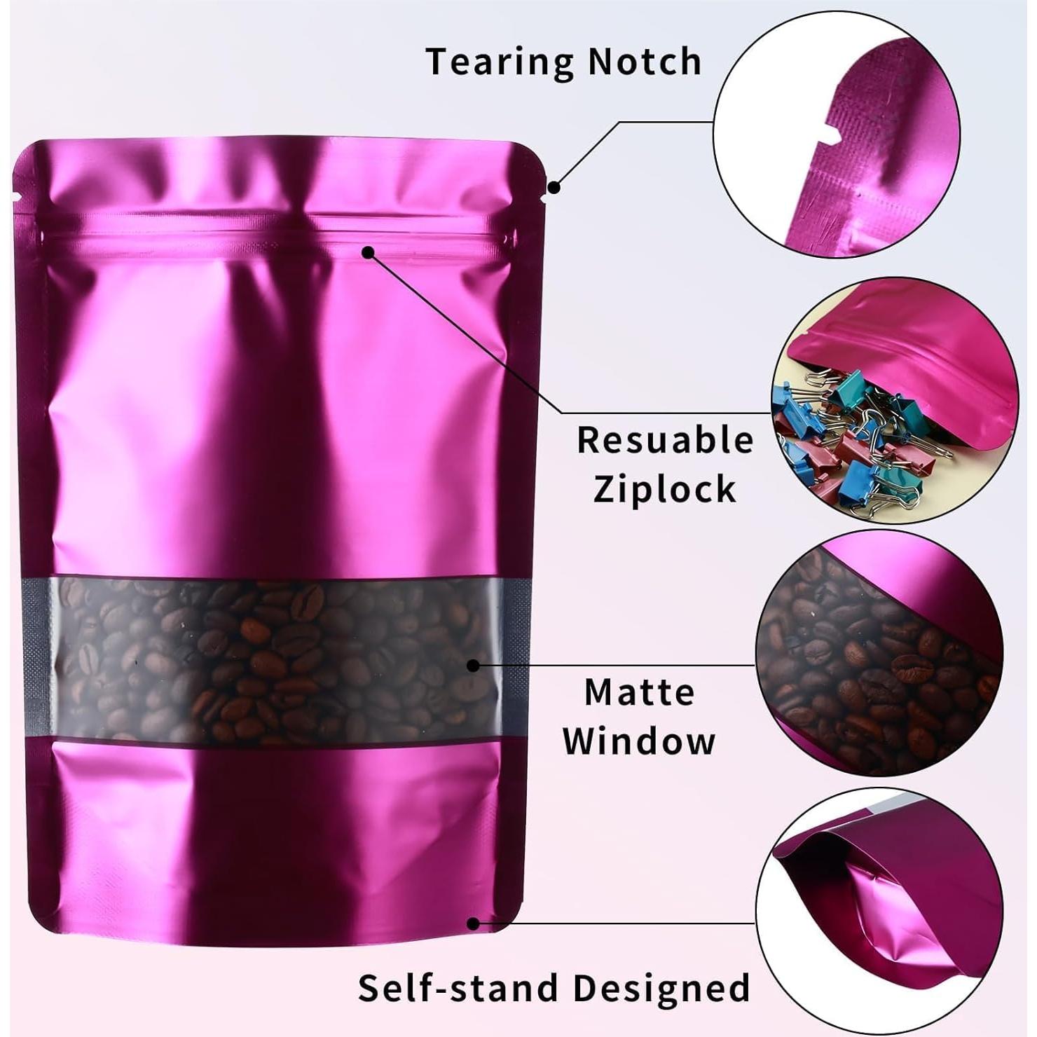 Bolsas Mylar 200 Pcs GcFoir 10x15 cm con Ventana Morado