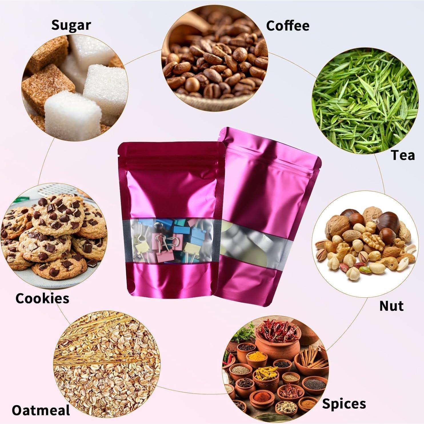 Bolsas Mylar 200 Pcs GcFoir 10x15 cm con Ventana Morado