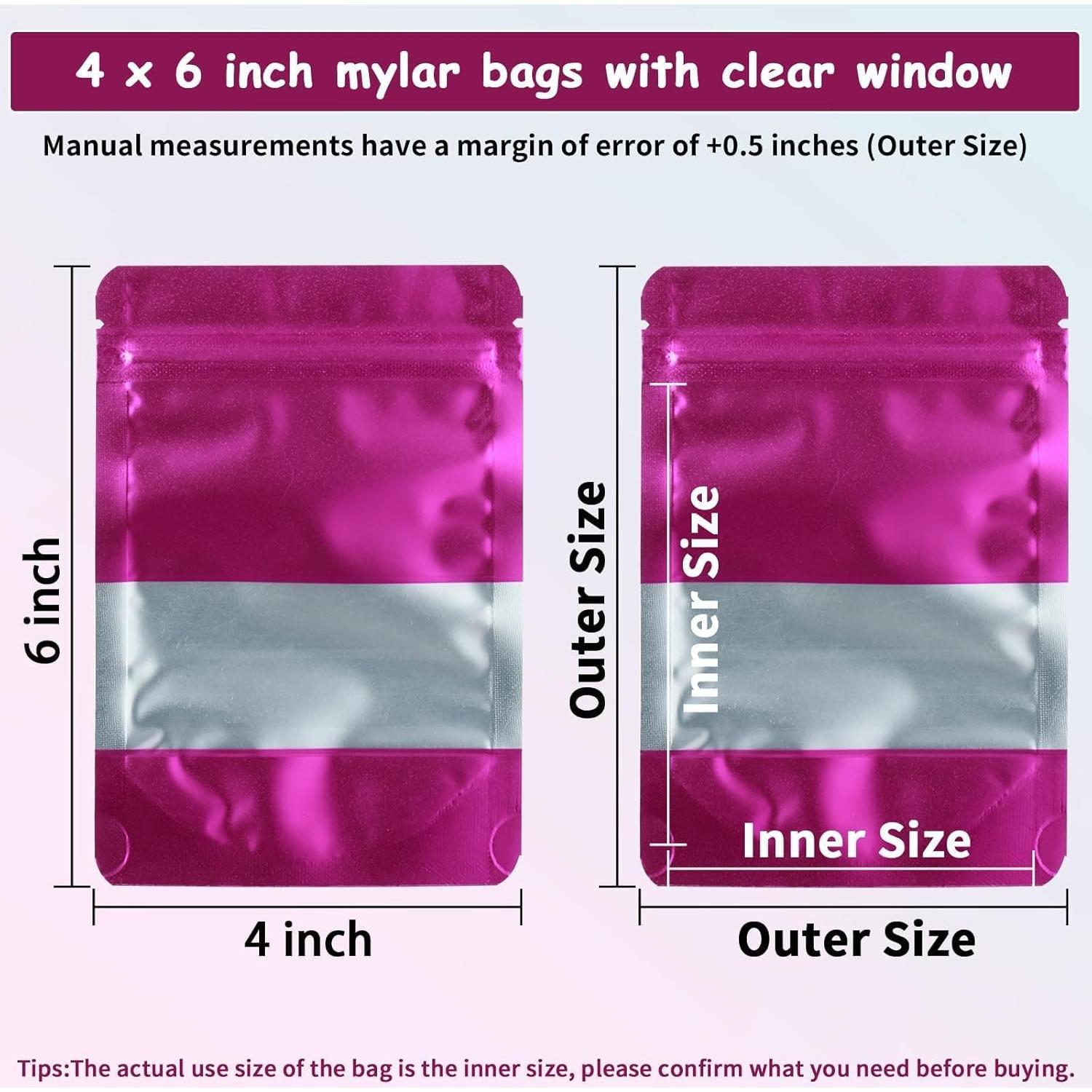 Bolsas Mylar 200 Pcs GcFoir 10x15 cm con Ventana Morado