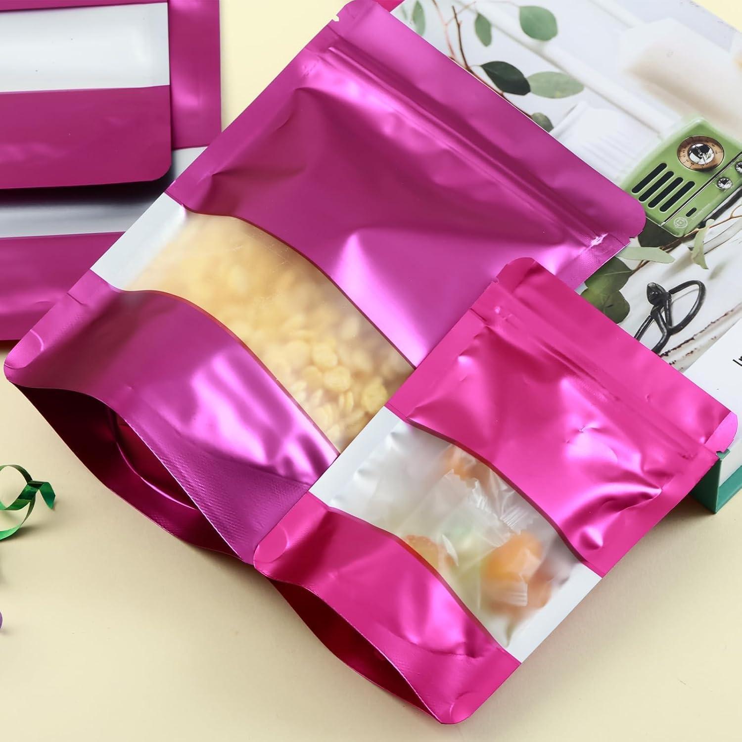 Bolsas Mylar 200 Pcs GcFoir 10x15 cm con Ventana Morado