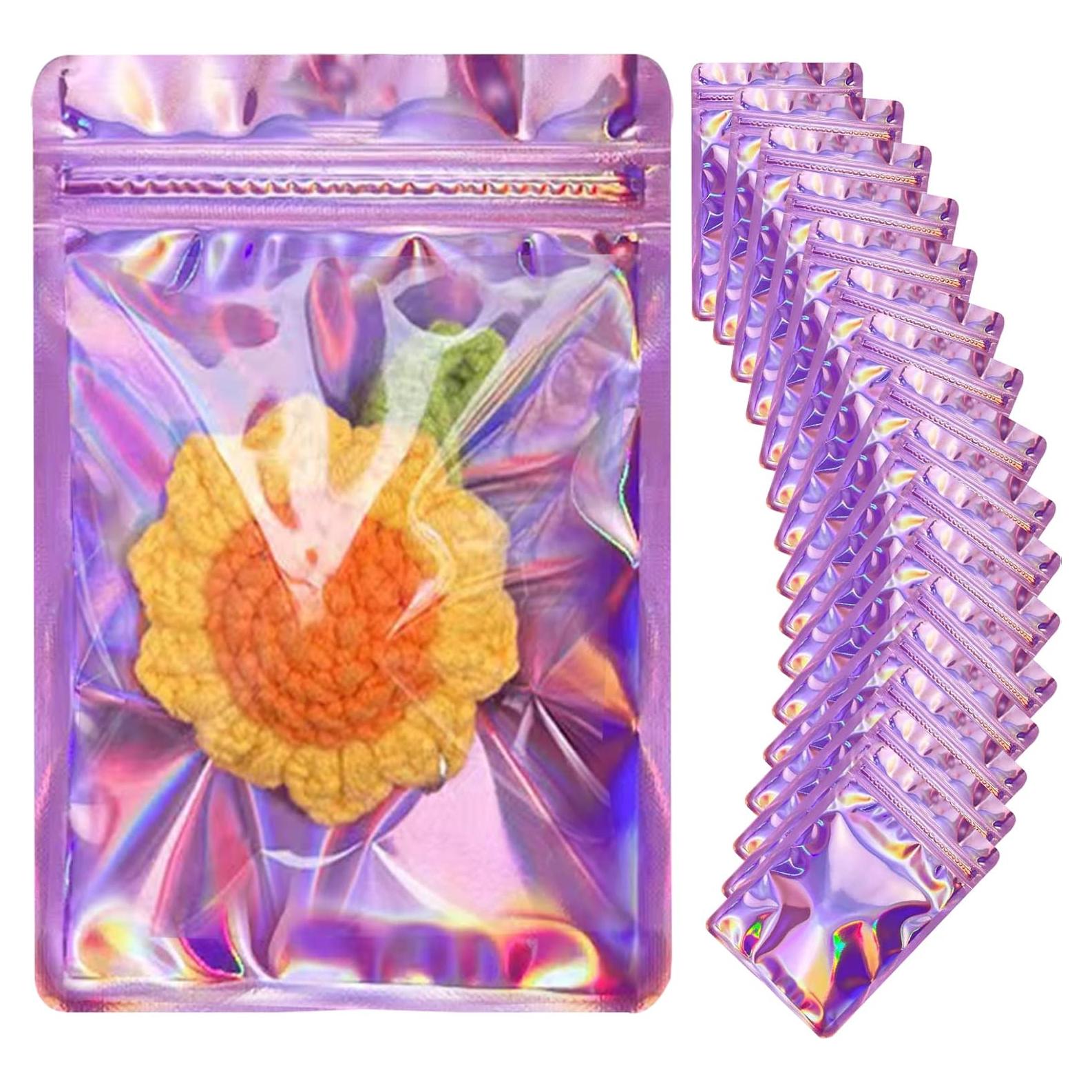 100 Bolsas Holográficas Reutilizables SixWeKit 7.6x11.9cm
