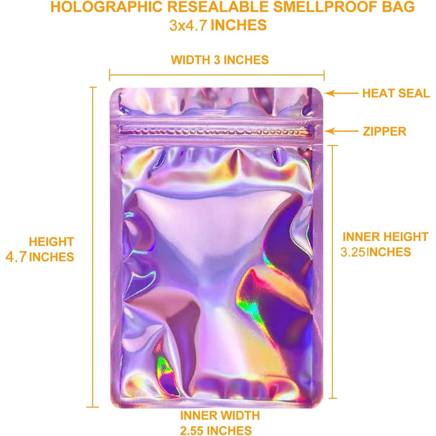 100 Bolsas Holográficas Reutilizables SixWeKit 7.6x11.9cm