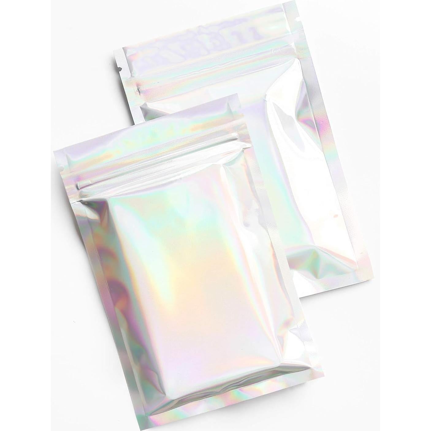 Paquete de 100 Bolsas Holográficas QQ Studio 7.5x10cm Reutilizables