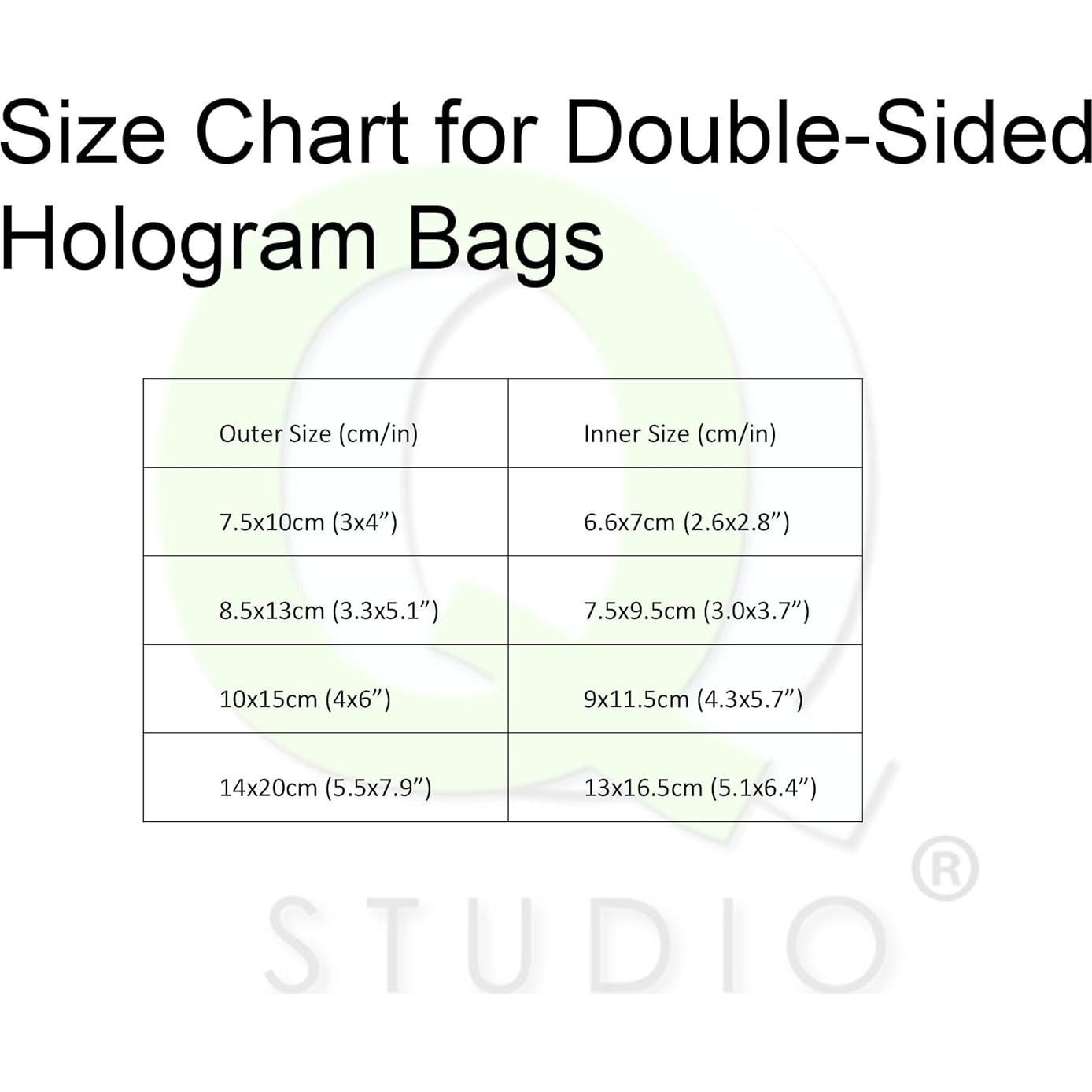 Paquete de 100 Bolsas Holográficas QQ Studio 7.5x10cm Reutilizables