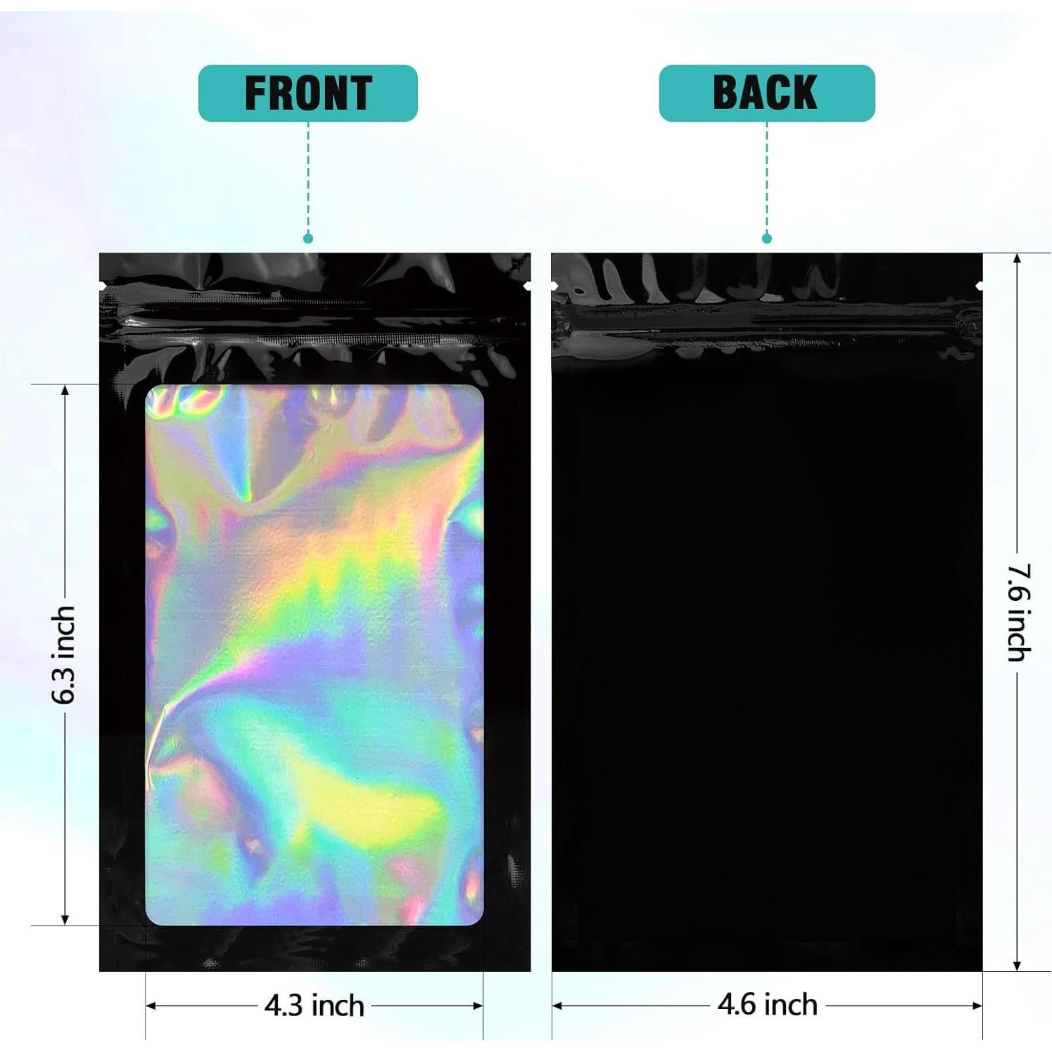 Bolsas Resealables Mylar Holográficas 200 Unidades 12x20 cm