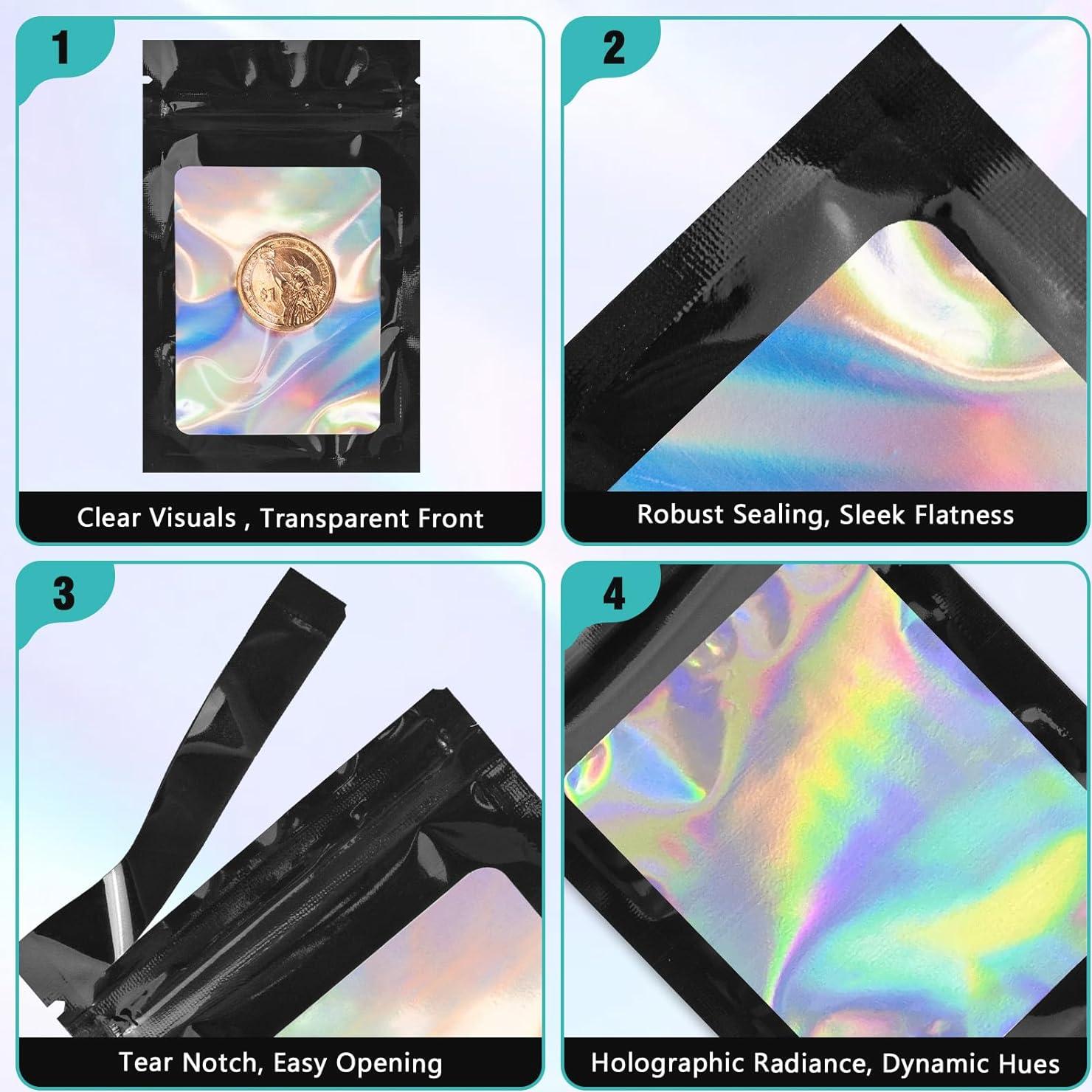 Bolsas Resealables Mylar Holográficas 200 Unidades 12x20 cm