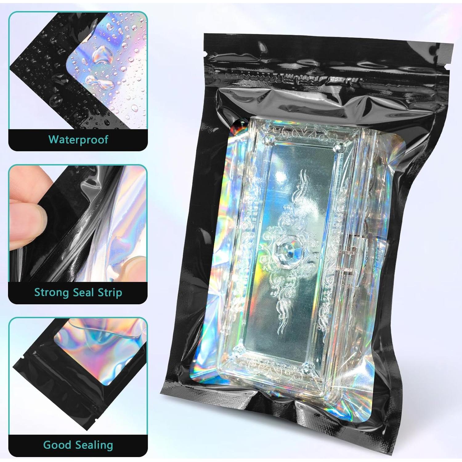 Bolsas Resealables Mylar Holográficas 200 Unidades 12x20 cm