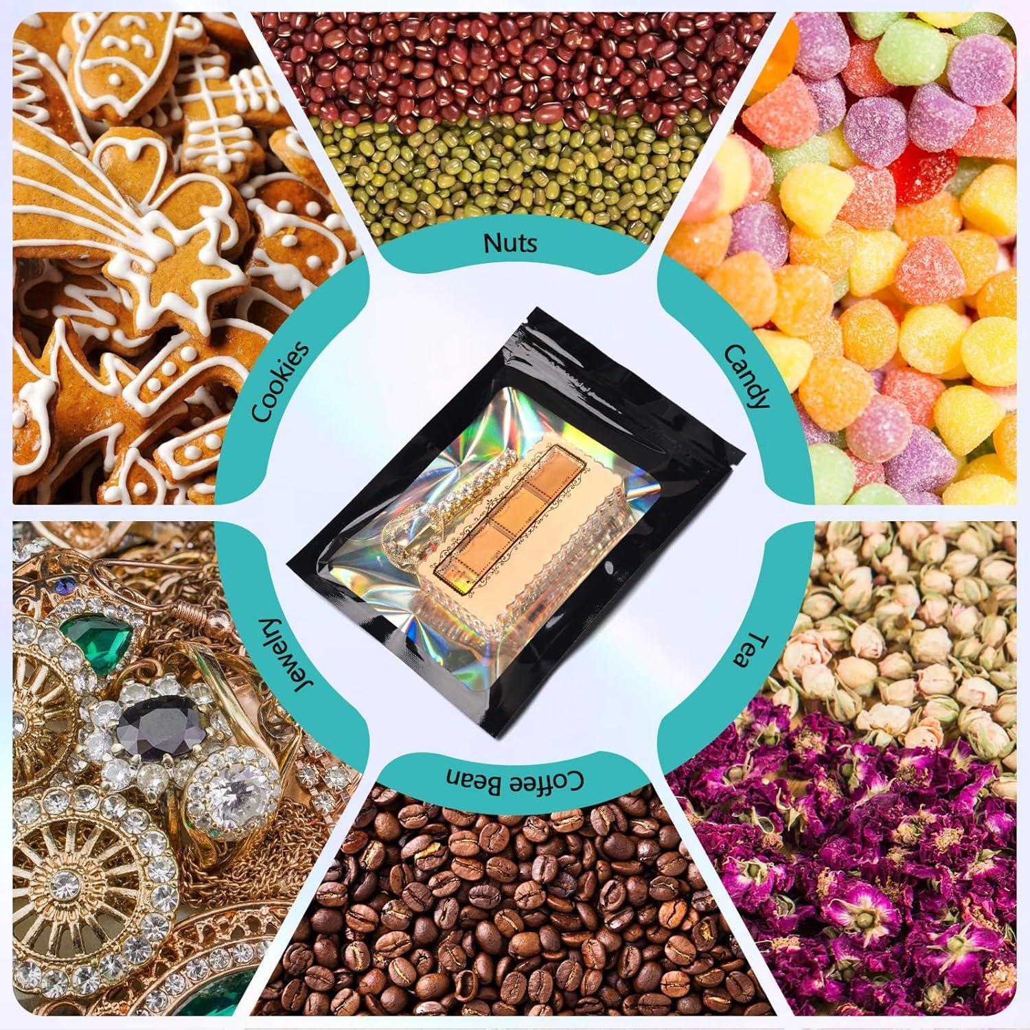 Bolsas Resealables Mylar Holográficas 200 Unidades 12x20 cm