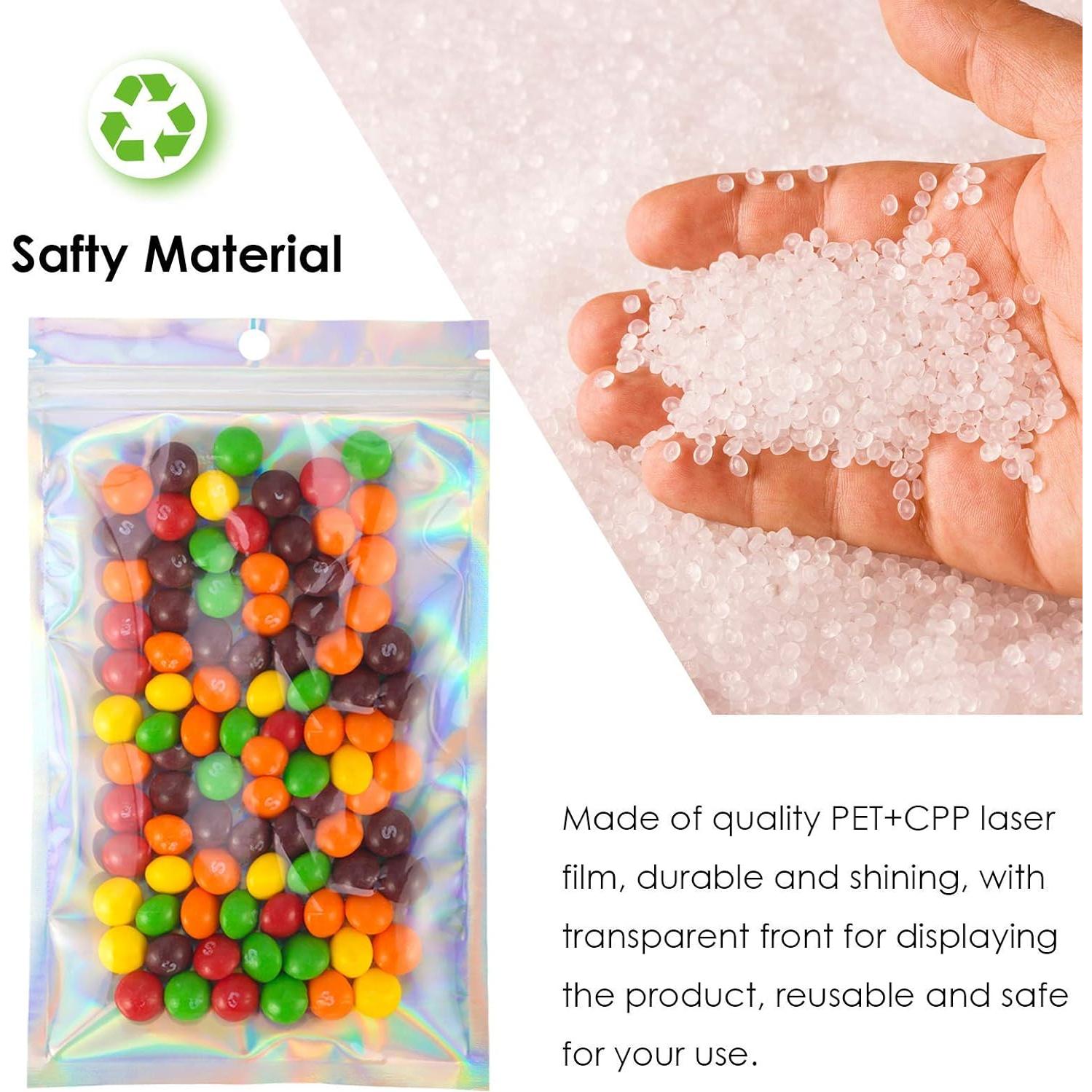 Bolsas Mylar Reutilizables MALENOO 100 Pcs 7.6x10 cm Holográficas