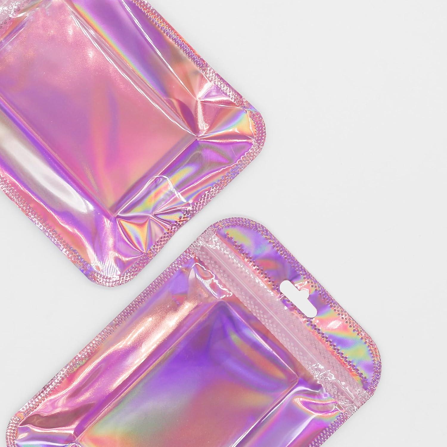 Paquete de 100 Bolsas Reutilizables QQ Studio 8.26x12.7cm Holográficas