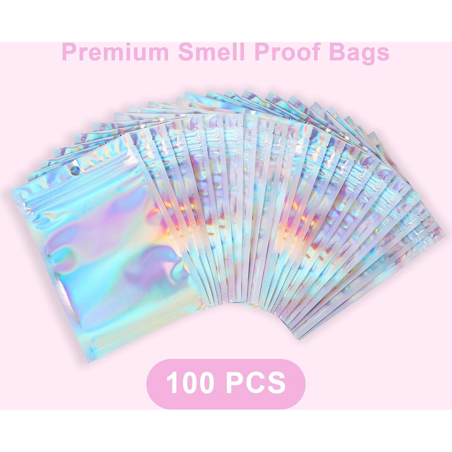100 Bolsas Holográficas Reutilizables Heoawrk 12.7x20.3 cm