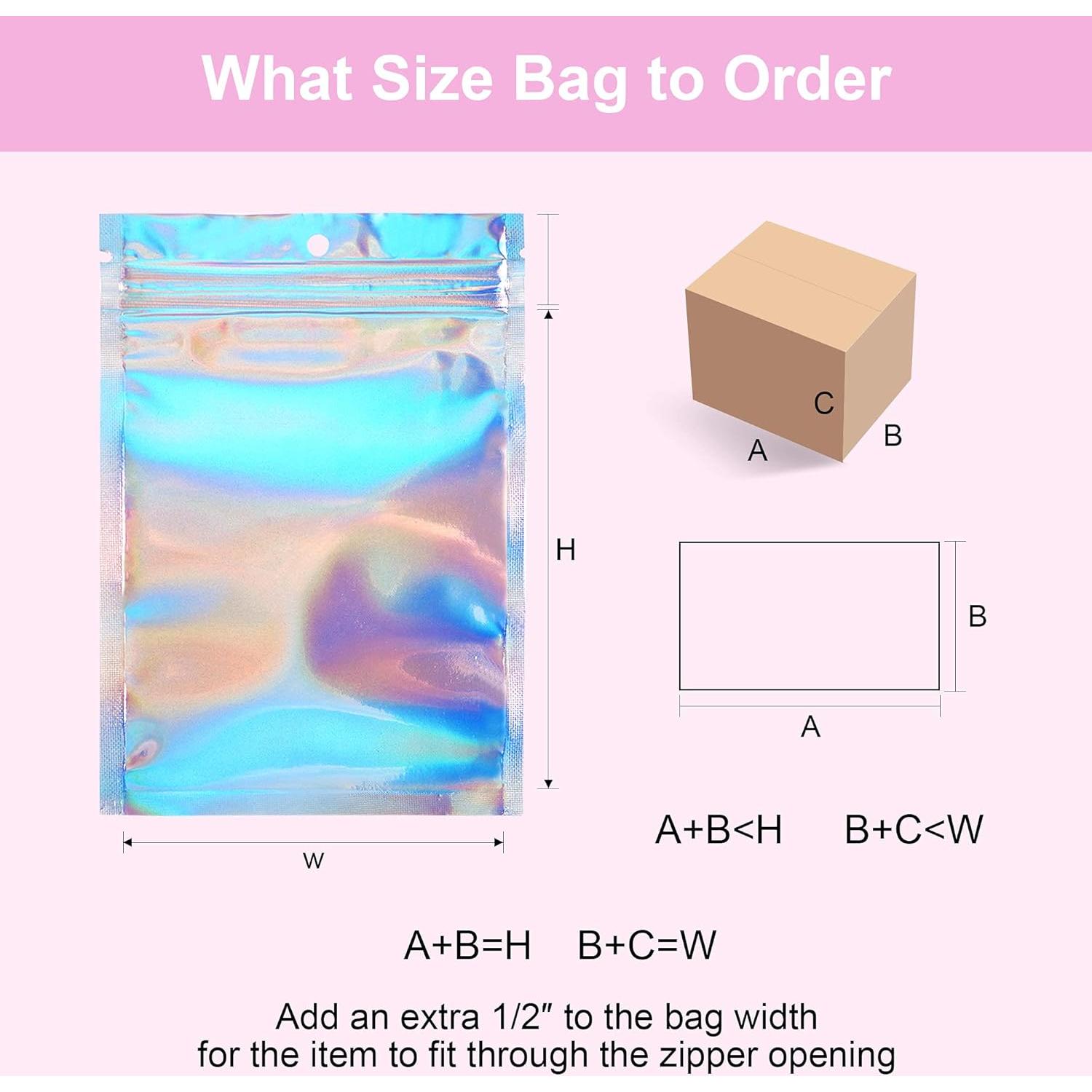 100 Bolsas Holográficas Reutilizables Heoawrk 12.7x20.3 cm