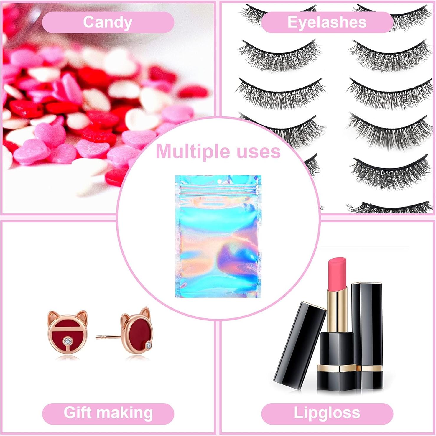 100 Bolsas Holográficas Reutilizables Heoawrk 12.7x20.3 cm