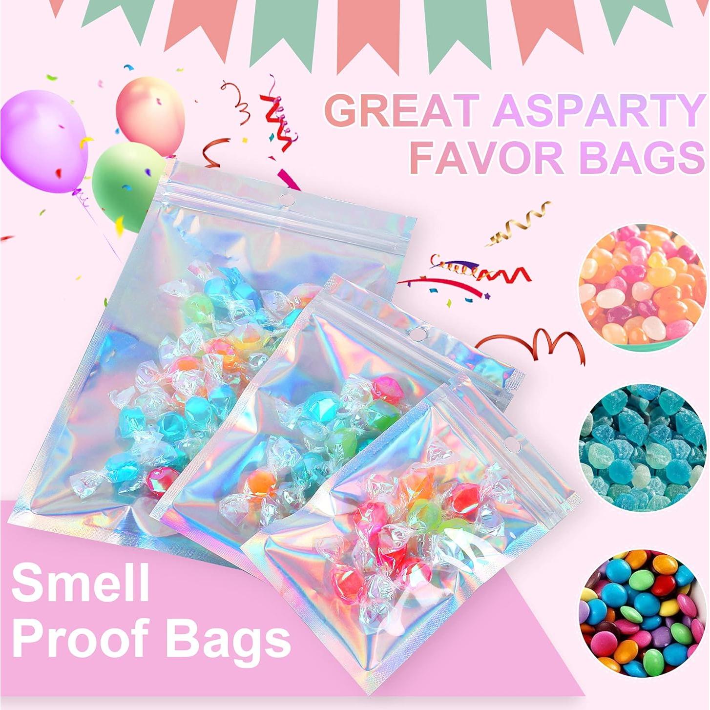 100 Bolsas Holográficas Reutilizables Heoawrk 12.7x20.3 cm