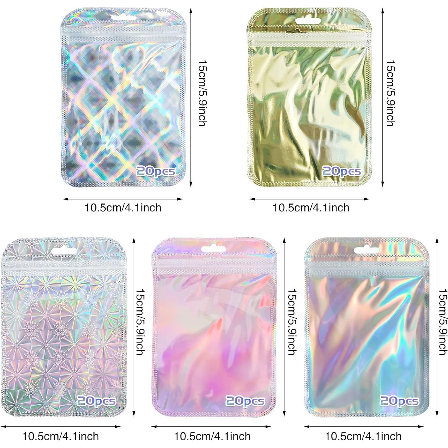 100 Bolsas Mylar Holográficas Reutilizables itechpanda 10x15cm