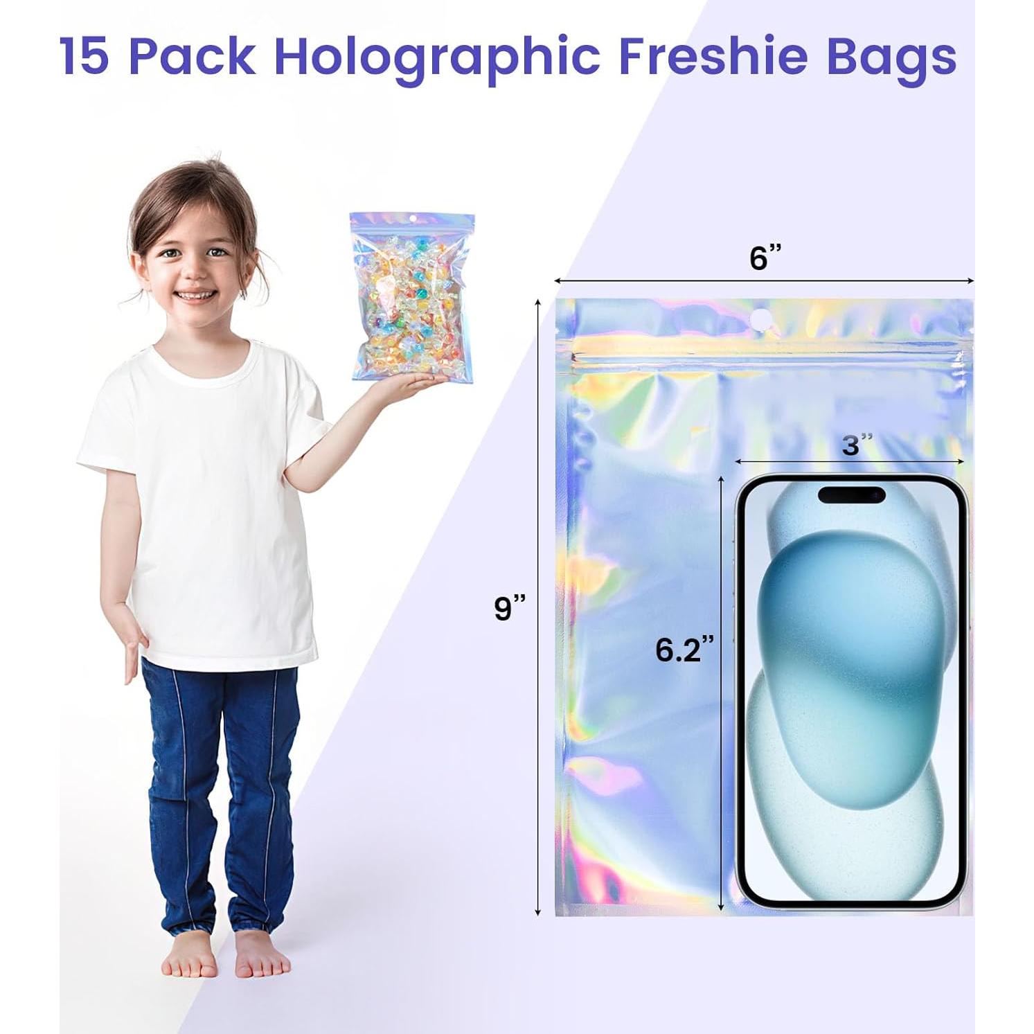 Bolsas Holográficas Reutilizables VGOODALL 15 Piezas 15x22.8cm