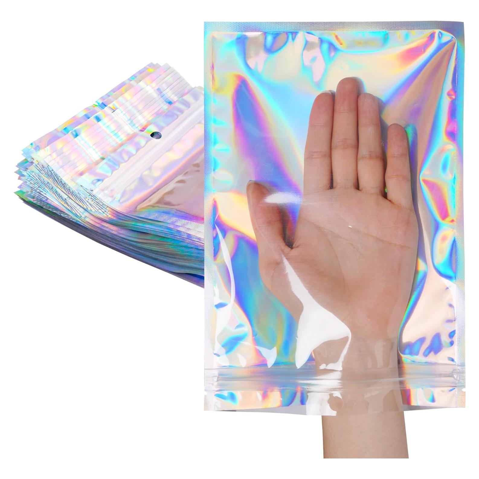 50 Bolsas de Aluminio Hmxpls Reutilizables 15x22 cm Holográfico