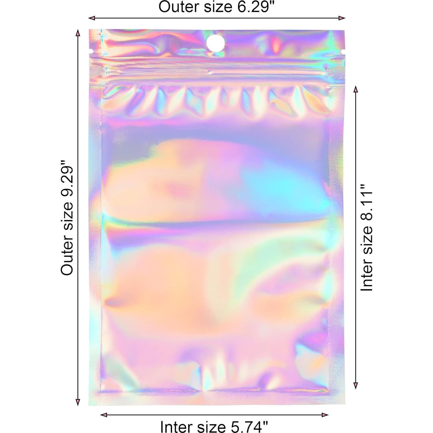 50 Bolsas de Aluminio Hmxpls Reutilizables 15x22 cm Holográfico