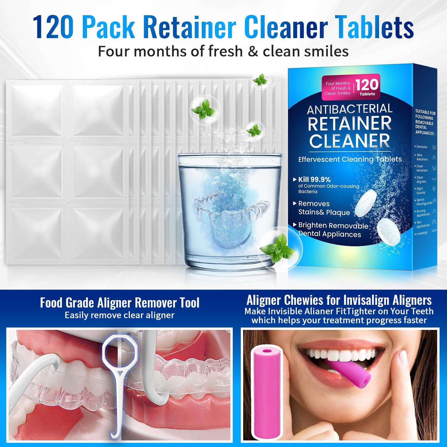 Tabletas Limpiadoras de Retenedores Gyreuni 120 Unidades Sin Sulfatos