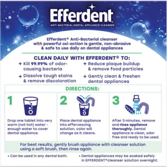 Tabletas de limpieza Efferdent 44 unidades mentoladas