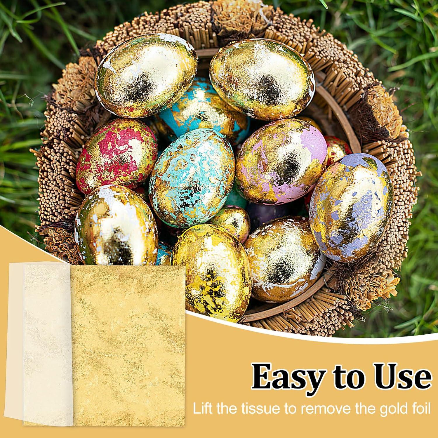 Gold Leaf Sheets, 200/400 Pcs Available, Gold Foil Sheets, Gold Flakes for Art & DIY Projects, Resin, Gilding Crafting, Nails, Furniture, Home Decor - 5.5" (200)