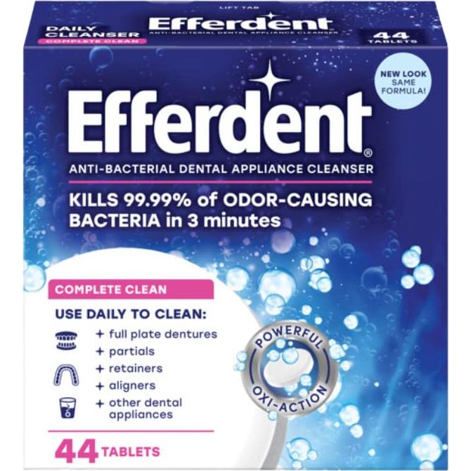 Tabletas Limpiadoras de Dentaduras Efferdent 44 Unidades