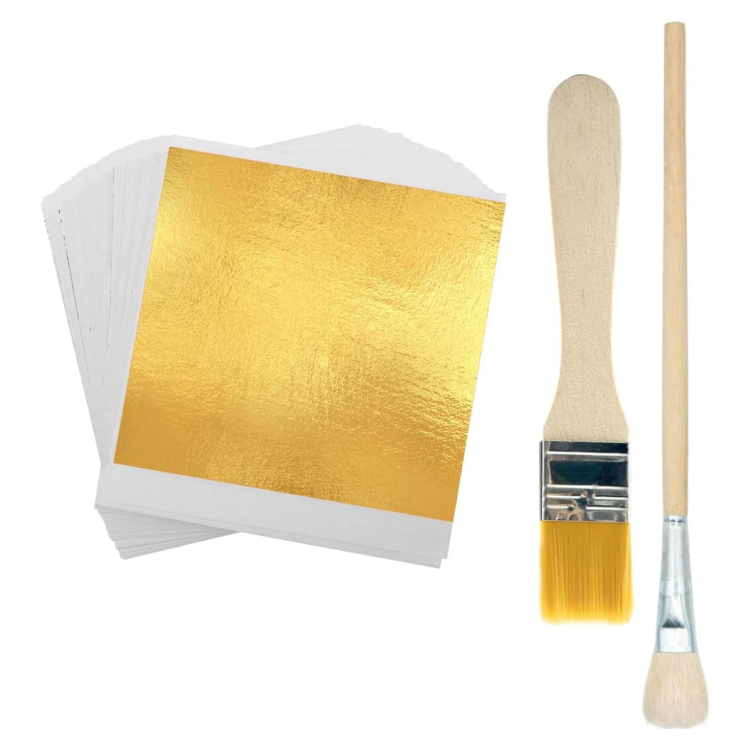 Gold Foil Sheets, 100 Pieces Art Sheets Gold, Imitation Gold Leaf, Gold Leaf Sheets for Art, Crafts, Furniture, Nails, Paintings 3.15 by 3.35 Inches