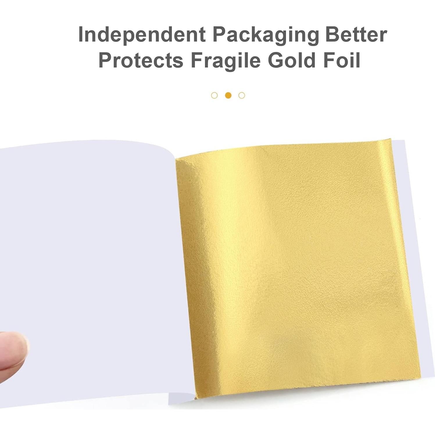 200pcs BUBIMON Imitation Rose Silver Gold Leaf Sheets Gold Foils Sheets Nail Foil for Paint, Resin, Nails, Jewelry, Slime, Arts, Gilding Crafting, Decoration, Sculpture, Furniture