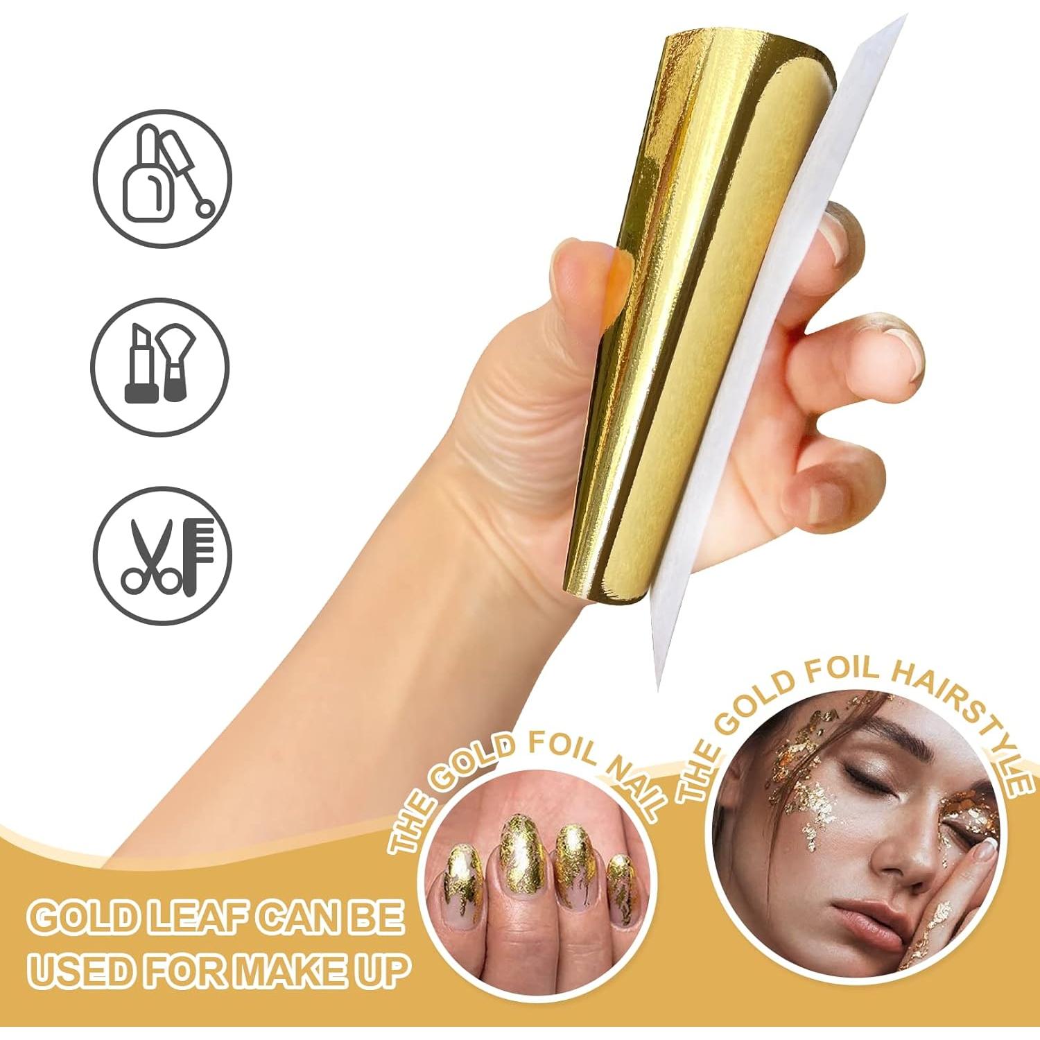 200pcs BUBIMON Imitation Rose Silver Gold Leaf Sheets Gold Foils Sheets Nail Foil for Paint, Resin, Nails, Jewelry, Slime, Arts, Gilding Crafting, Decoration, Sculpture, Furniture