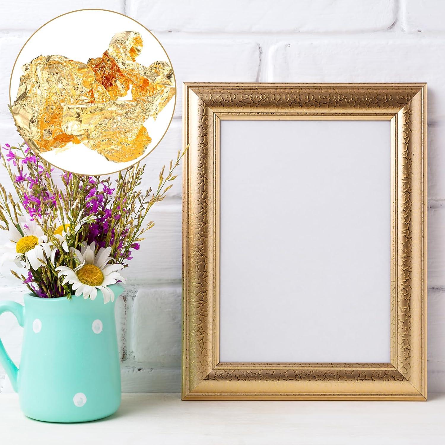 Bememo 100 Hojas de Hoja de Oro Imitación 14x14 cm para Manualidades