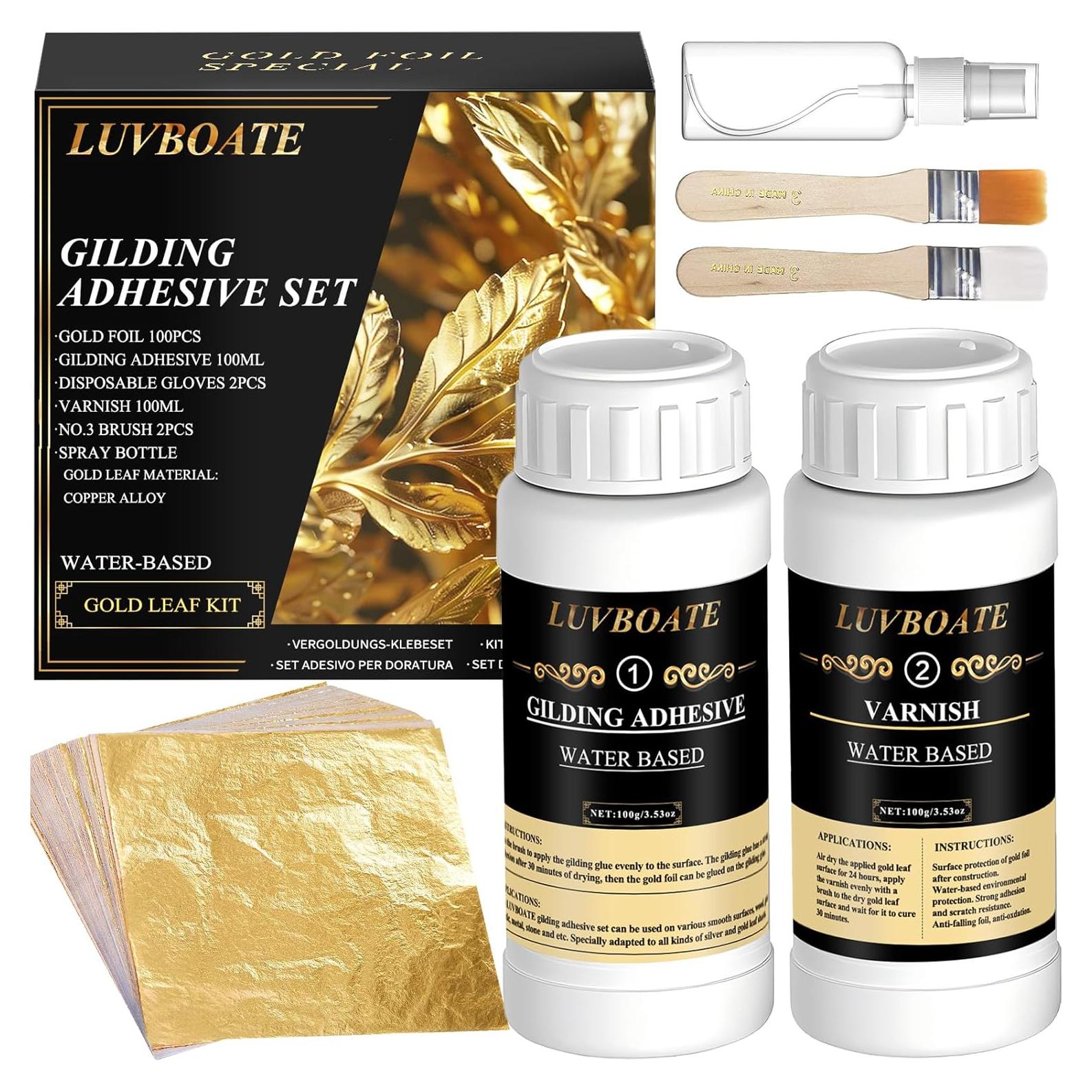 Kit de Adhesivo para Hoja de Oro LUVBOATE 200ml - 100 Piezas