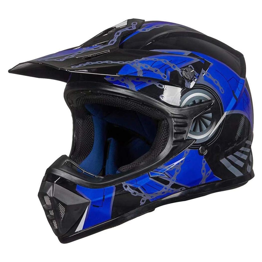 Casco de Motocross ILM 128YS Juvenil Pequeño Azul Negro