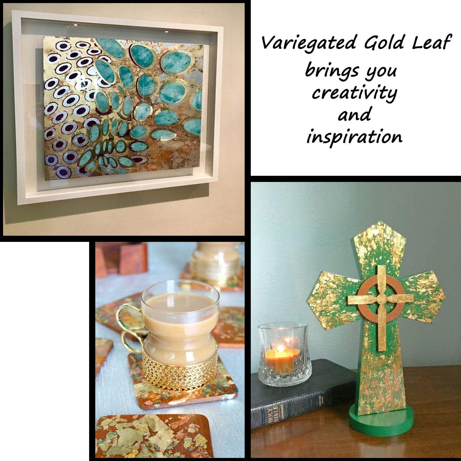 Hojas de Hoja de Oro Variegada KINNO - 25 Hojas 14x14 cm