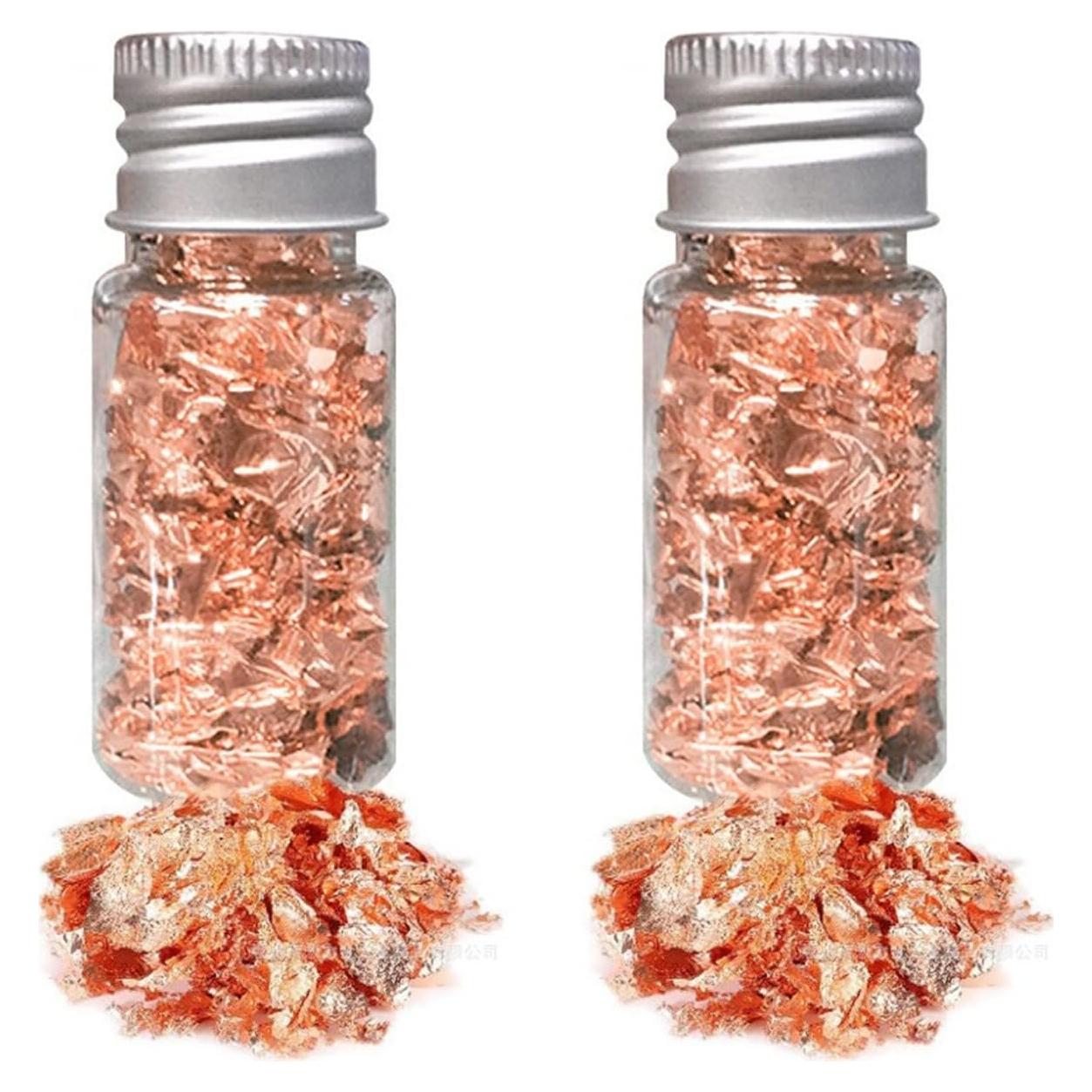 Hoja de Oro Comestible Zjyufy 2 Botellas Rosa Dorado 5x2cm