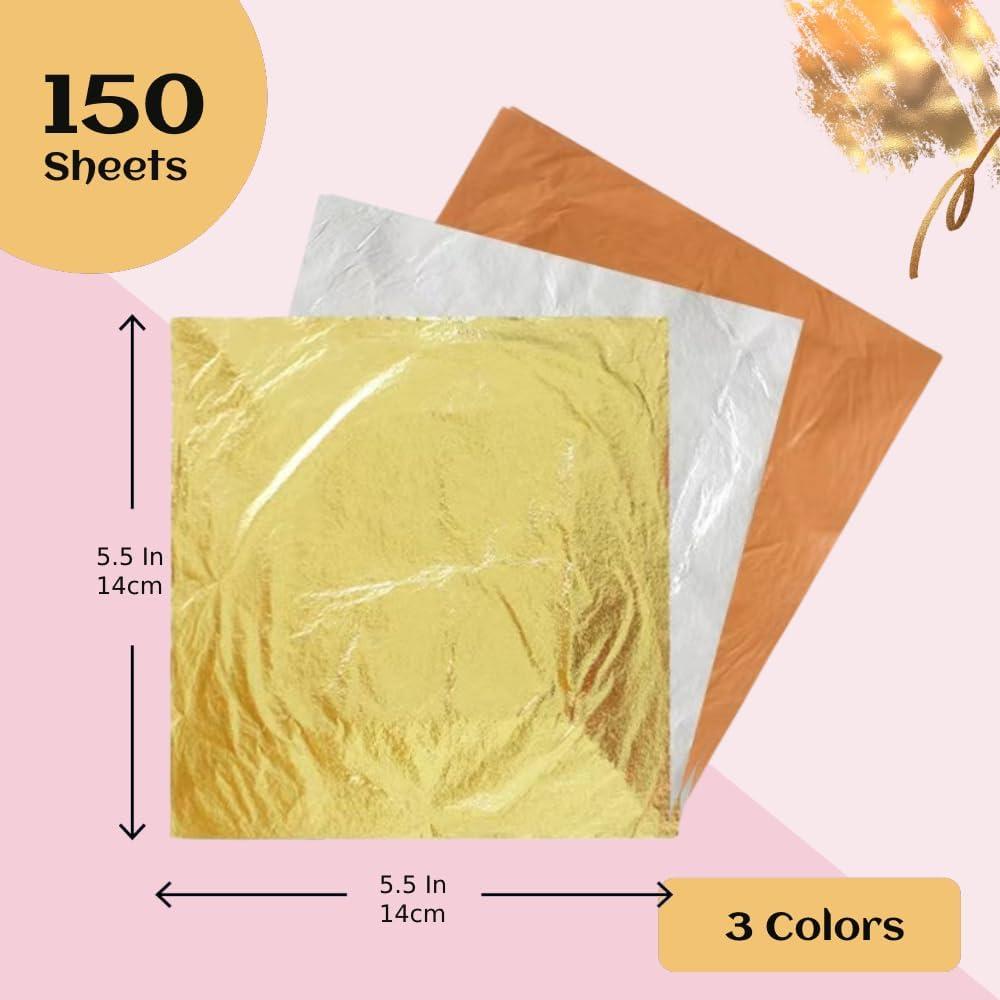 Hojas de Oro para Manualidades FLOWOOM - 150 Piezas 3 Colores