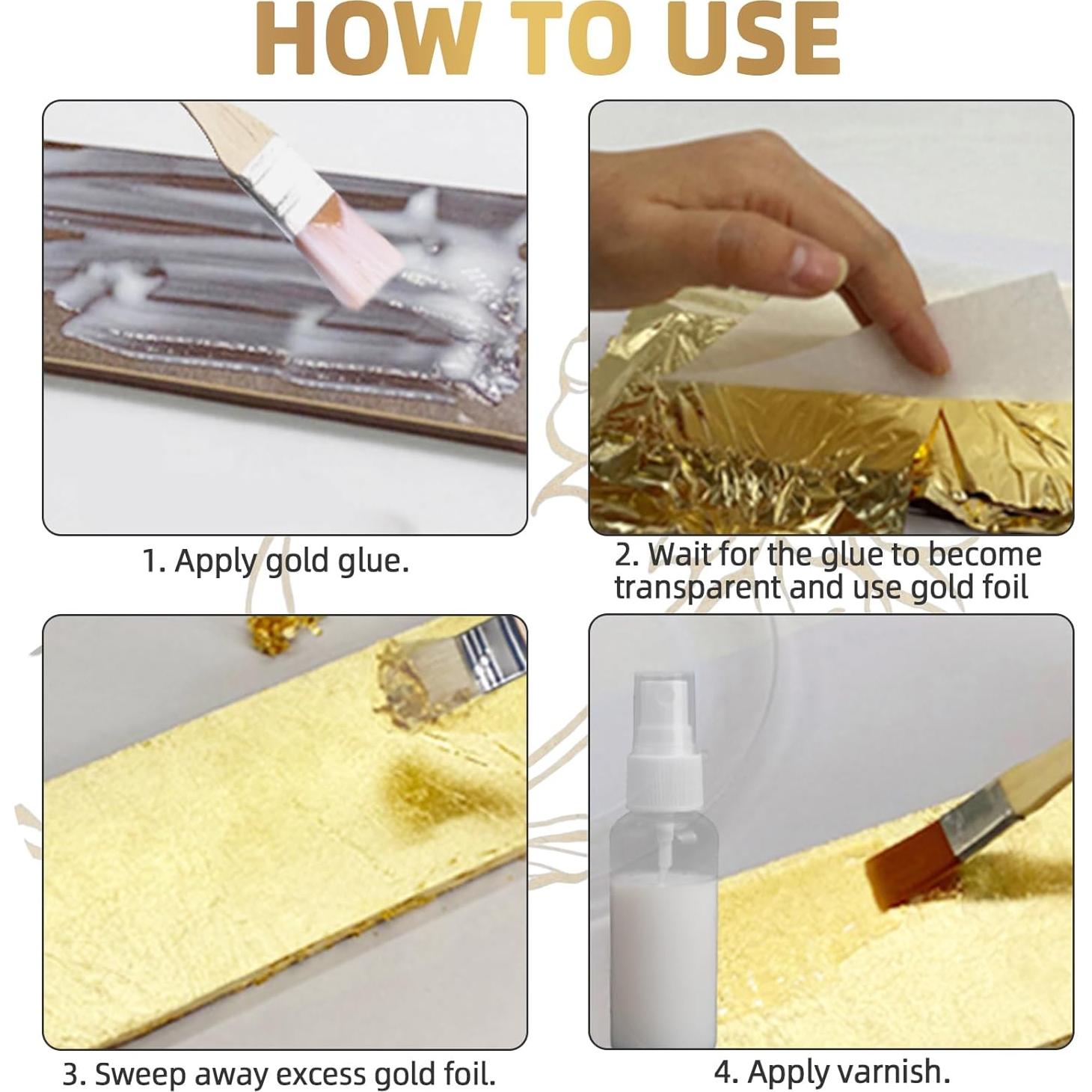 Kit de Hoja de Oro Erigathe 100ml x2 Adhesivo y Barniz