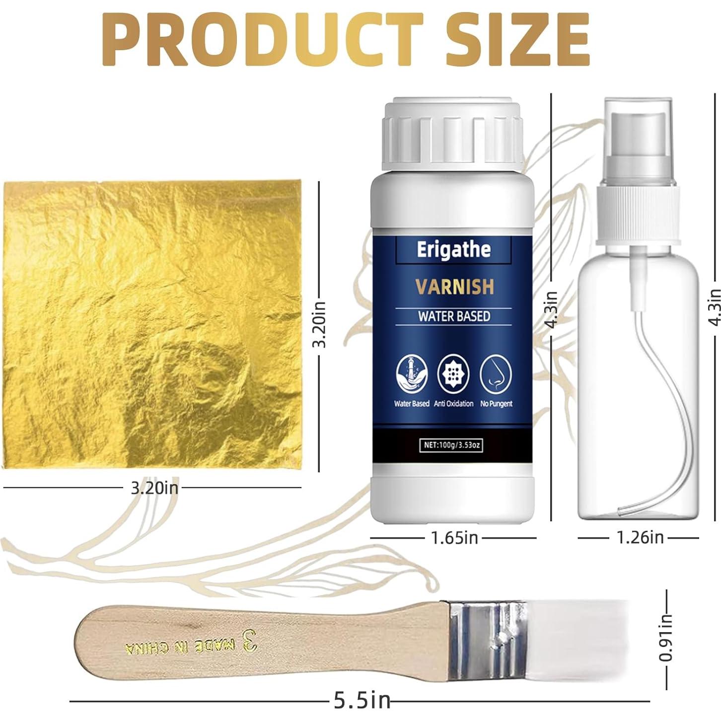 Kit de Hoja de Oro Erigathe 100ml x2 Adhesivo y Barniz