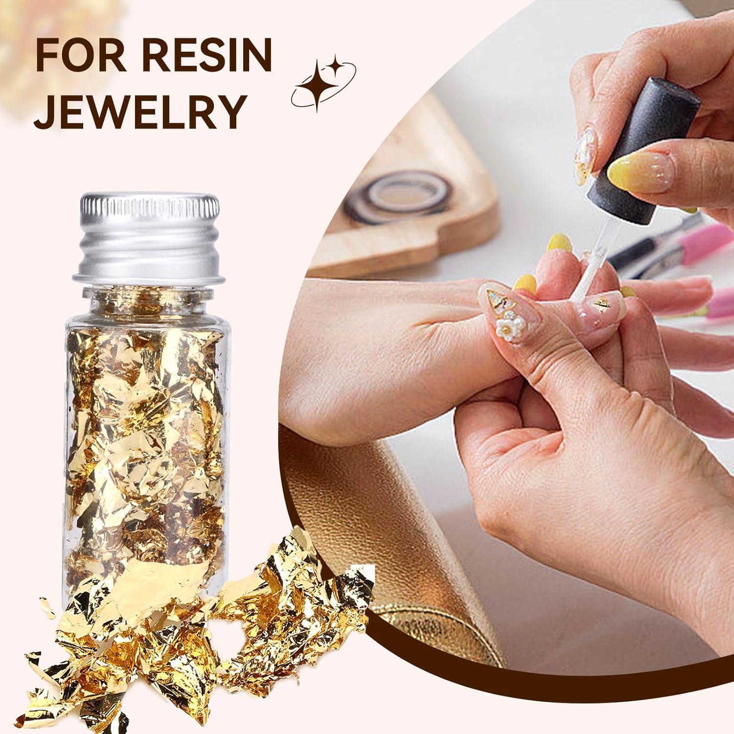 2 Botellas de Copos de Oro HERCHR 10g para Decoración de Uñas y Manualidades