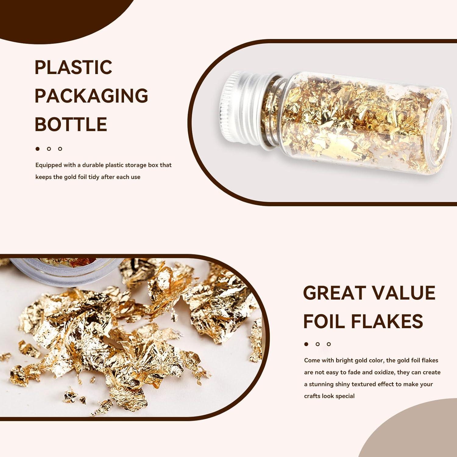 2 Botellas de Copos de Oro HERCHR 10g para Decoración de Uñas y Manualidades