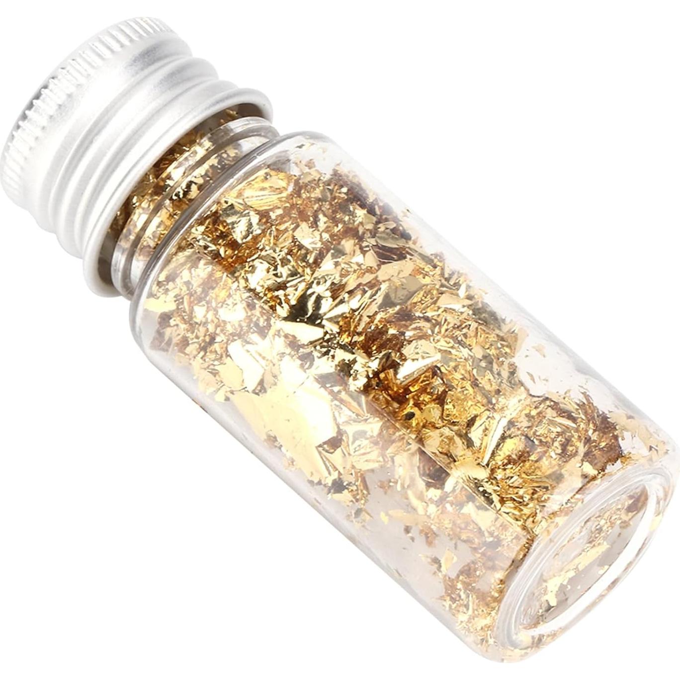 2 Botellas de Copos de Oro HERCHR 10g para Decoración de Uñas y Manualidades