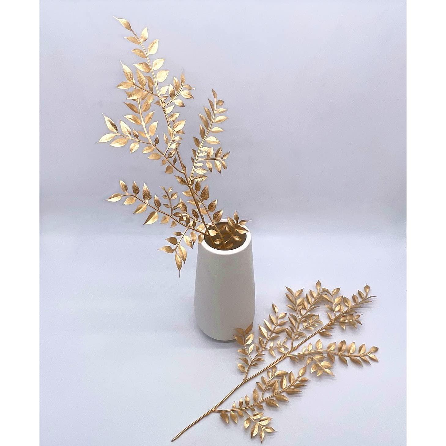 Plantas Artificiales PASYOU Doradas - 5 Piezas para Decoración