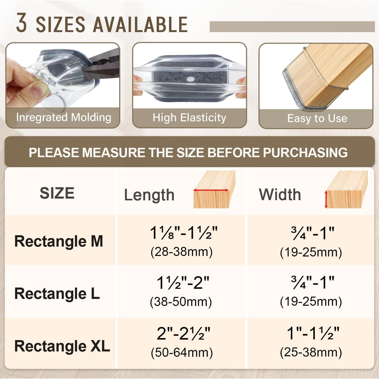 Protectores de patas de silla BUMACO Rectángulo L 40 Pcs Transparente