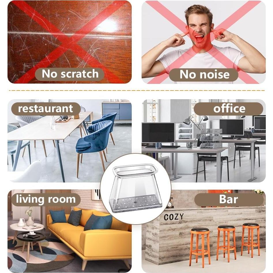 Protectores de patas de silla BUMACO Rectángulo L 40 Pcs Transparente